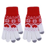 Strickhandschuhe 'Snowflake' für Winter mit Touchscreen kompatibilität - Rot