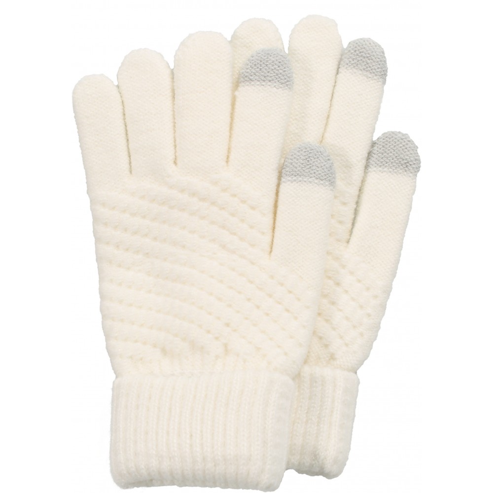 Gants tactiles d'hiver en tricot pour femme avec compatibilité avec les écrans de smartphones et tablettes - Blanc