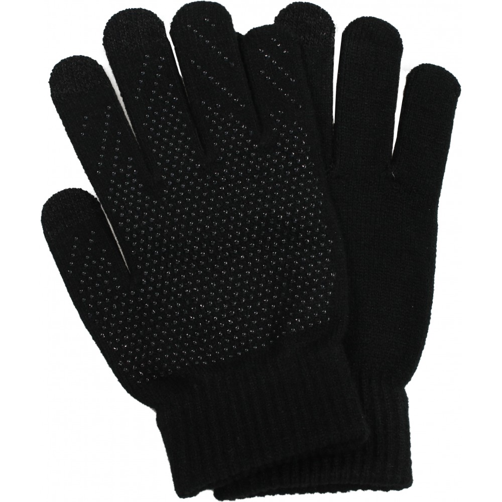 Universelle taktile Handschuhe mit Silikongriff für den Winter - - Schwarz