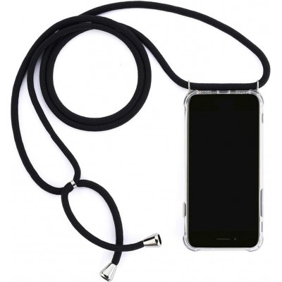 Coque iPhone X / Xs - Gel transparent avec lacet - Noir