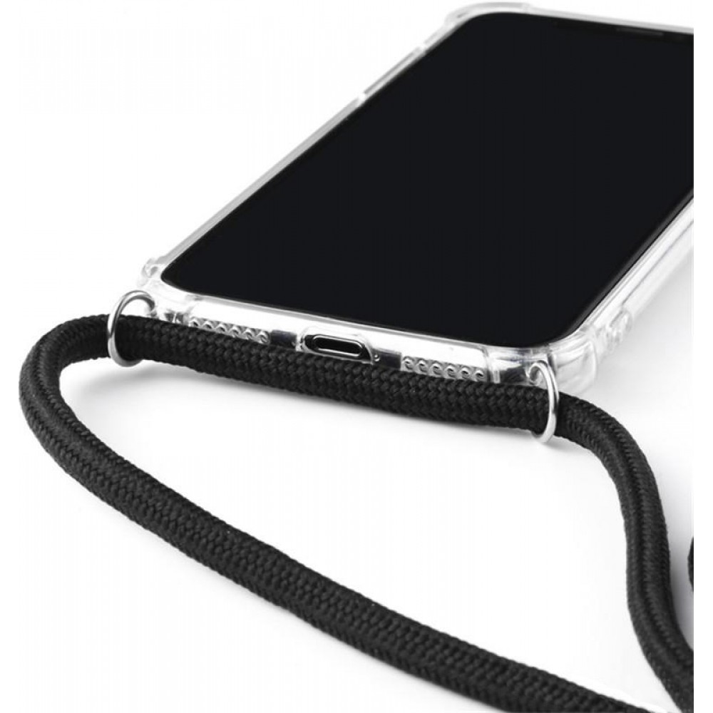 Hülle iPhone 15 Pro Max - Gummi transparent mit Seil - Schwarz