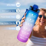 Grande gourde sport 1000ml Stay Hydrated avec motivation à boire et bouchon de sécurité - Bleu/rose