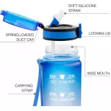 Grosse Wasserflasche 1000ml Stay Hydrated mit Drink-Motivation und Sicherheitsverschluss - Schwarz