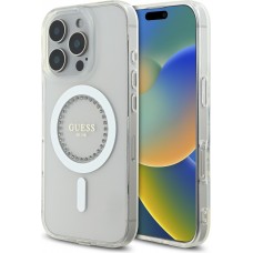 iPhone 16 Pro Max Case Hülle - Guess Strass IML MagSafe - Weiss