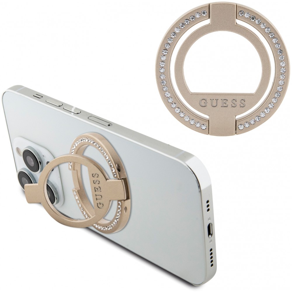 Guess Magnetring Telefonhalter mit Strass kompatibel Magsafe - Gold