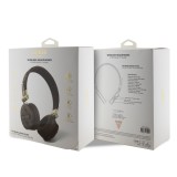 Guess Premium-Audio-Kopfhörer drahtlos On-Ear Headphones Bluetooth 5.3 - Studio Quality Sound - Leder Monogramm - Braun