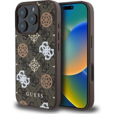 iPhone 16 Pro Case Hülle - Guess Monogramm Peony mit MagSafe - Braun