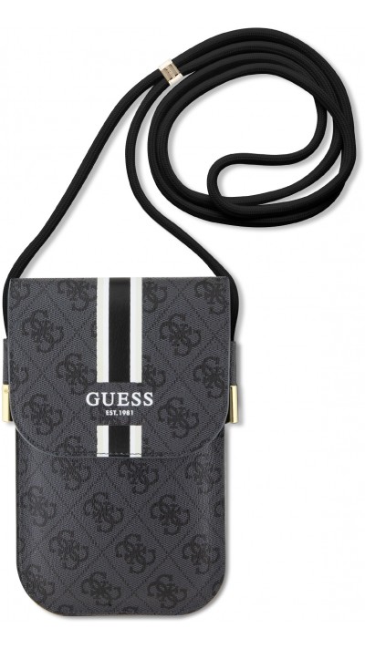 Guess pochette universelle de téléphone monogramme similicuir lanière ajustable et porte-carte - Noir
