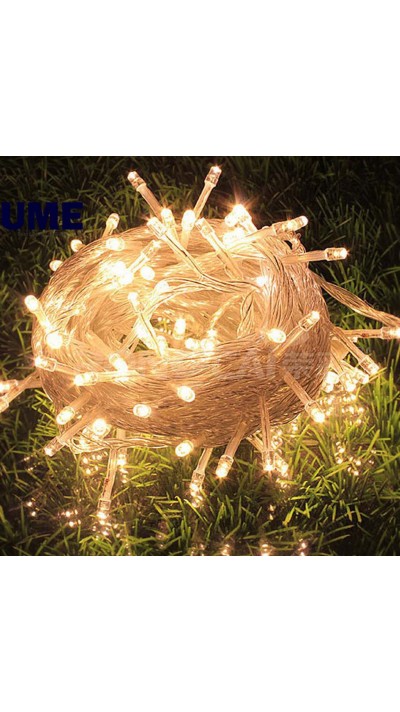 Guirlande lumineuse avec 100 LED blanc chaud - Longueur 10 mètres - Prise EU/CH