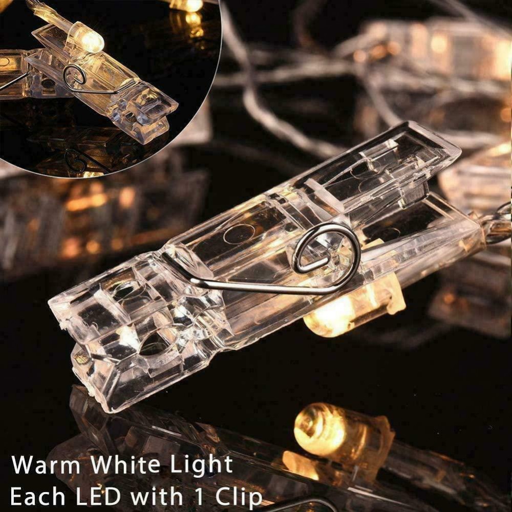 Lichterkette mit 20 LED-Klammern in Warmer Farbtemparatur zum Schmücken und Dekorieren