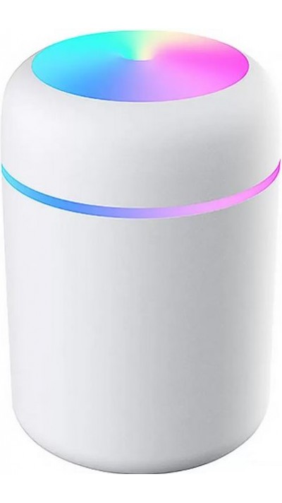 Humidificateur H2O d'air portabel et compact avec lumière LED multicolore - Blanc