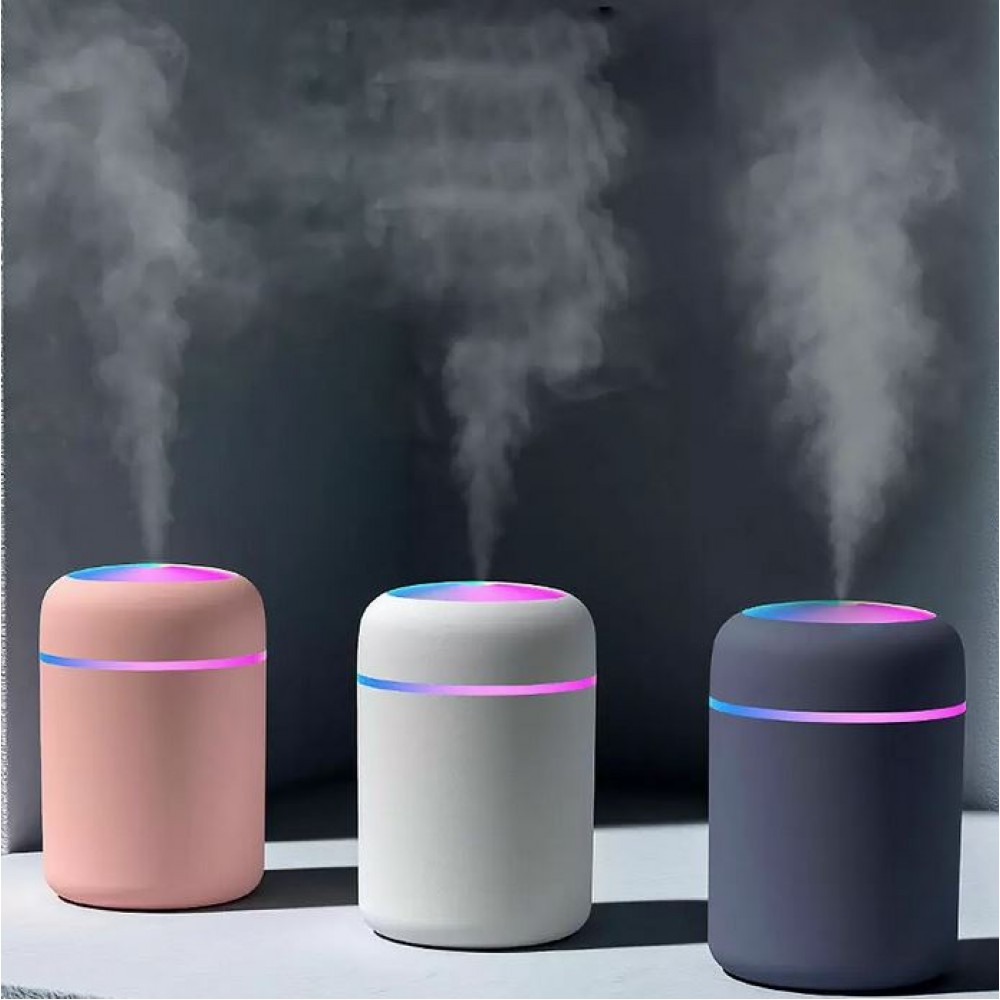 Humidificateur H2O d'air portable et compact avec lumière LED multicolore - Rose