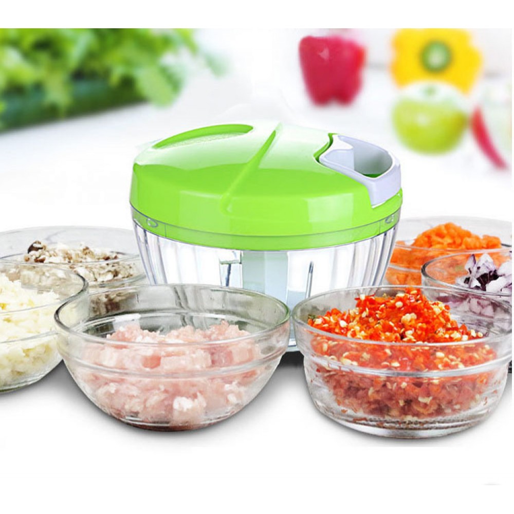 Speedy Chopper - Petit hachoir manuel pour fruits/légumes/salades - Blanc / vert