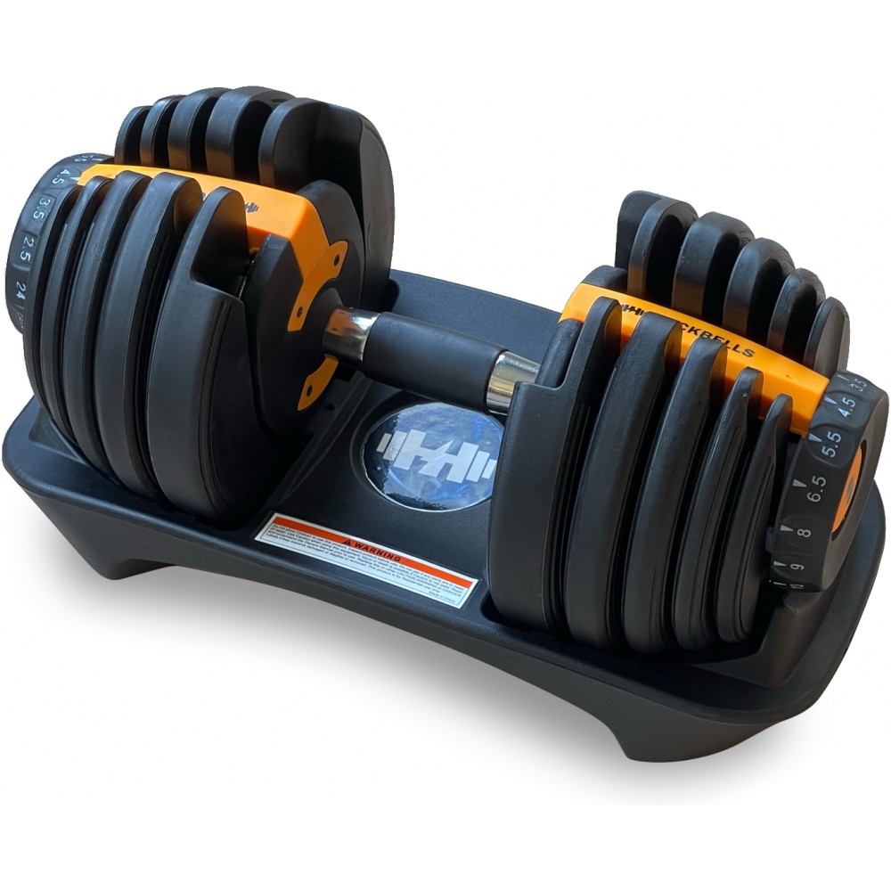 Haltères réglables Rockbells (2 à 24 kg) avec base de rangement