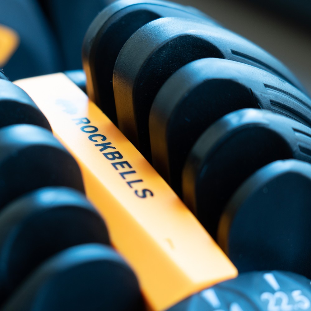 Haltères réglables Rockbells (2 à 24 kg) avec base de rangement