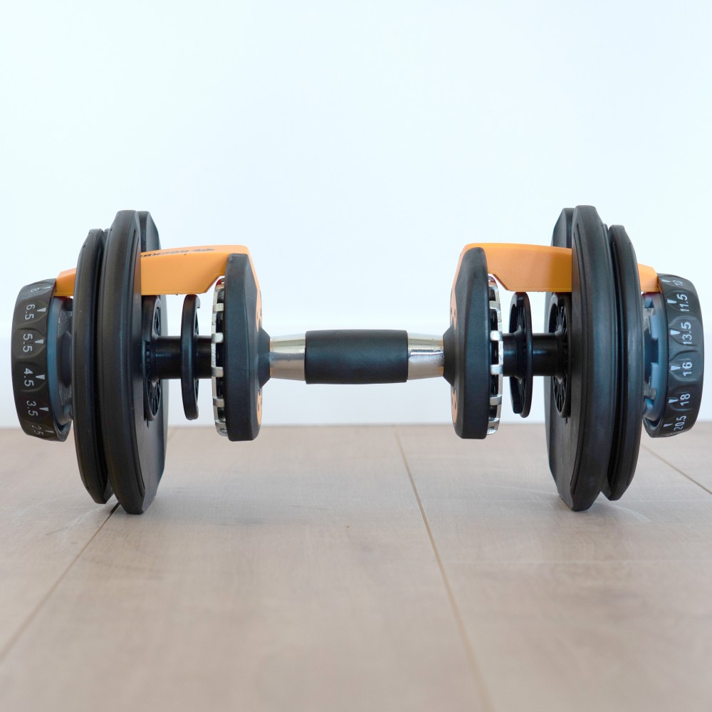 Haltères réglables Rockbells (2 à 24 kg) avec base de rangement