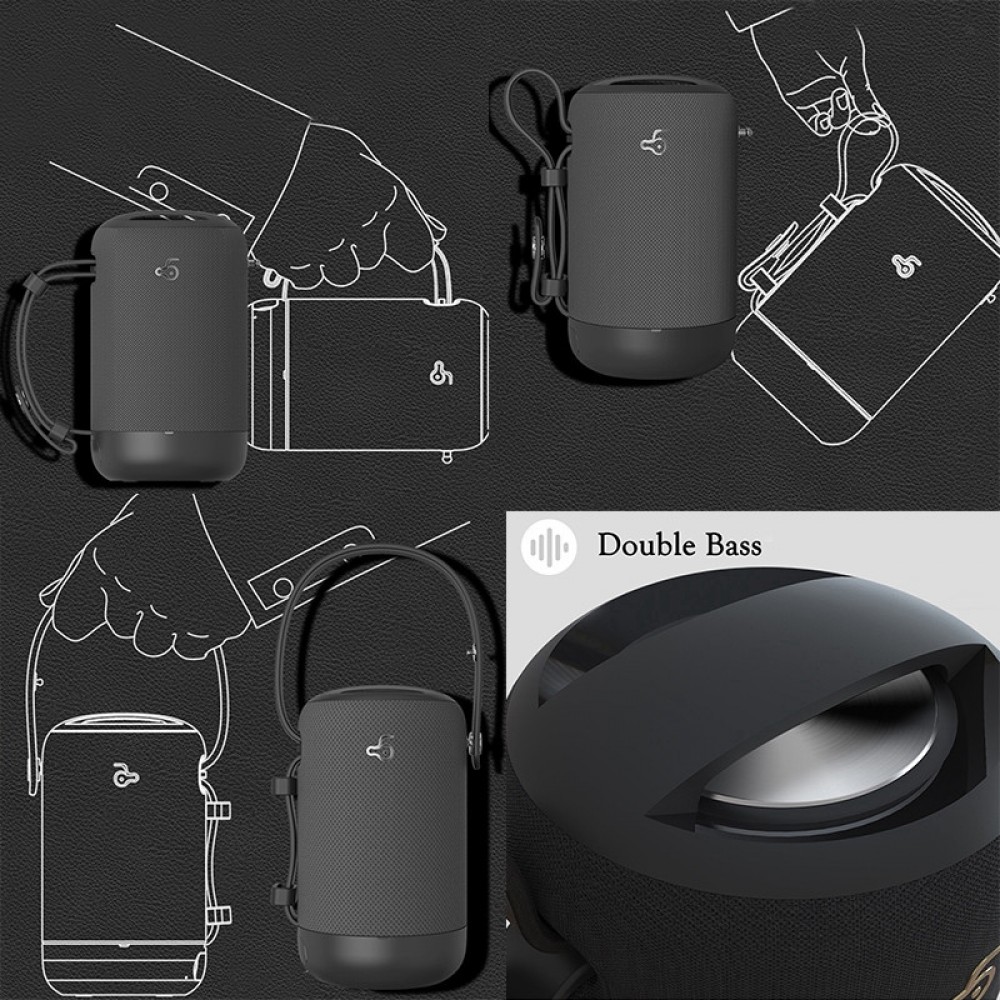 Bosnda Tragbare kabellose Bluetooth Lautsprecher - IP65 Wasserdicht + 3D Surround Sound - Weiss