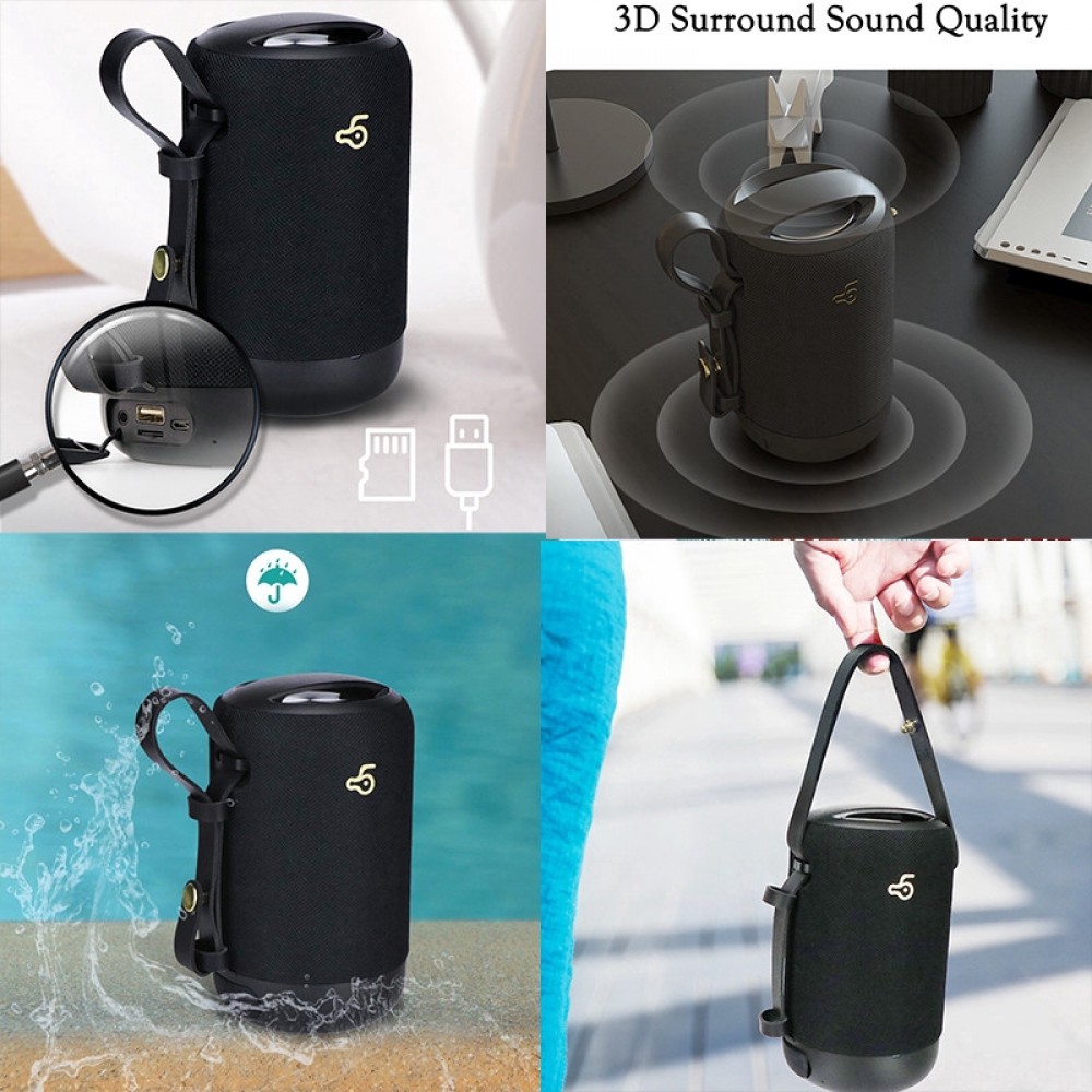 Bosnda Tragbare kabellose Bluetooth Lautsprecher - IP65 Wasserdicht + 3D Surround Sound - Weiss