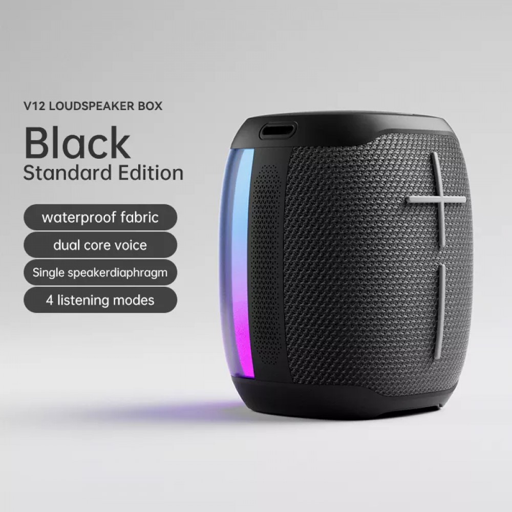 Bluetooth-Lautsprecher LED Leuchtender tragbarer kabelloser Sanag V12S Pro transparenter Kunststoffrückseite - Schwarz