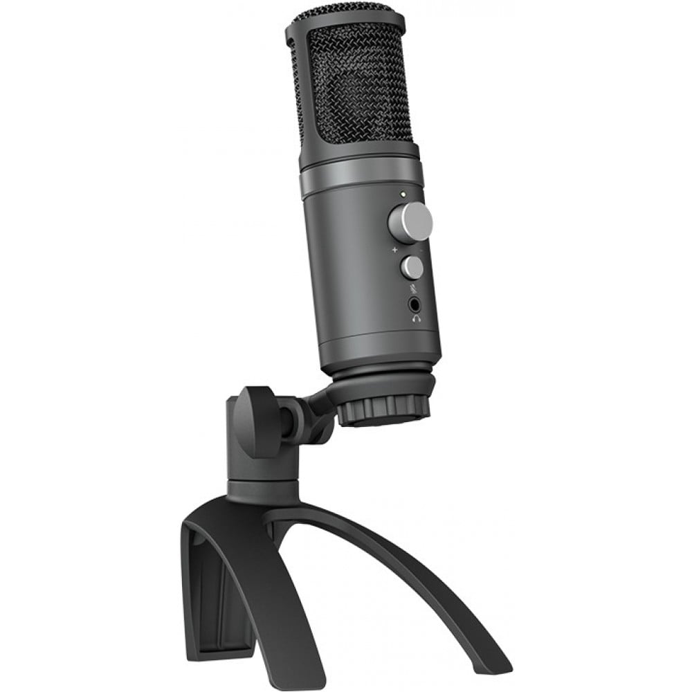 Hi-Rec microphone professionnel aluminium pour studio et podcast incl. pied  ajustable et prise AUX - Noir - Acheter sur PhoneLook