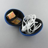 Housse de protection / étui / boîte pour cartes mémoire, écouteurs, monnaie - Bleu