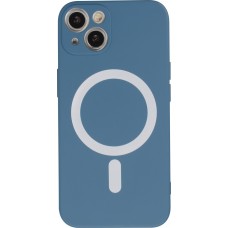 Housse iPhone 15 Plus - Coque en silicone souple avec MagSafe et protection pour caméra - Bleu foncé