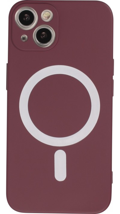 iPhone 15 Plus Case Hülle - Soft-Shell silikon cover mit MagSafe und Kameraschutz - Bordeaux