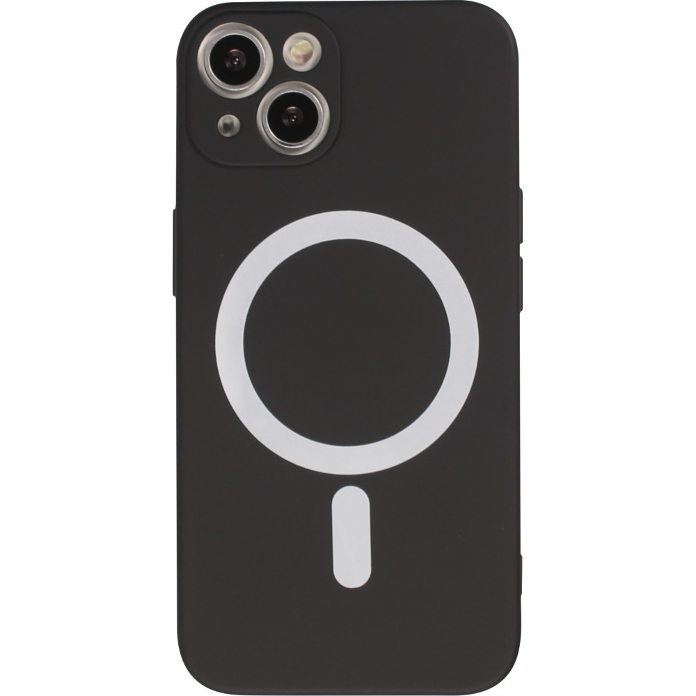 iPhone 15 Plus Case Hülle - Soft-Shell silikon cover mit MagSafe und Kameraschutz - Schwarz