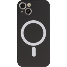 Housse iPhone 12 - Coque en silicone souple avec MagSafe et protection pour caméra - Noir