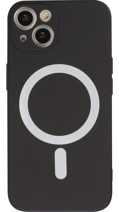 Housse iPhone 14 Pro Max - Coque en silicone souple avec MagSafe et protection pour caméra - Noir