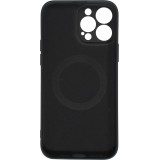 iPhone 15 Pro Case Hülle - Soft-Shell silikon cover mit MagSafe und Kameraschutz - Schwarz