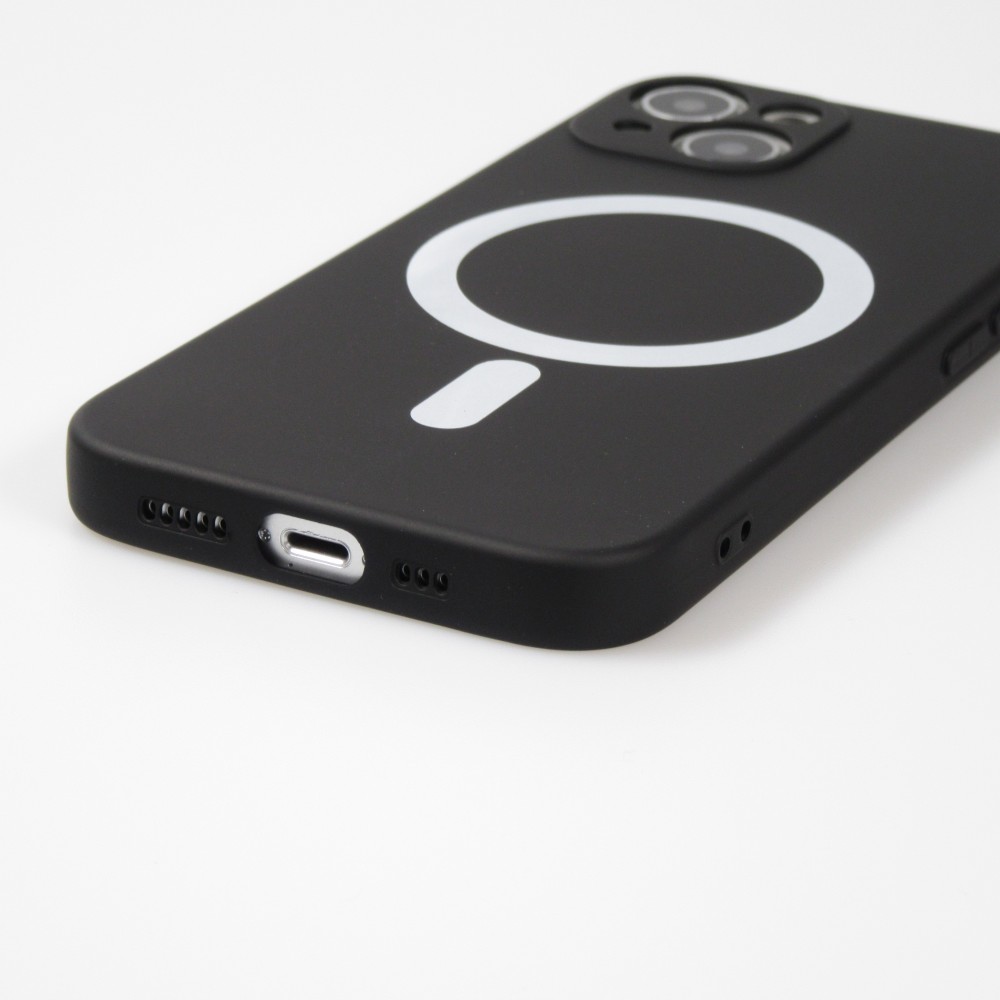 iPhone 7 / 8 / SE (2020, 2022) Case Hülle - Soft-Shell silikon cover mit MagSafe und Kameraschutz - Schwarz
