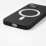 Housse iPhone 12 - Coque en silicone souple avec MagSafe et protection pour caméra - Noir