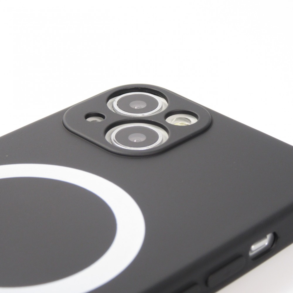 iPhone 13 Case Hülle - Soft-Shell silikon cover mit MagSafe und Kameraschutz - Schwarz
