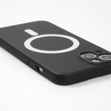 iPhone 15 Pro Case Hülle - Soft-Shell silikon cover mit MagSafe und Kameraschutz - Schwarz