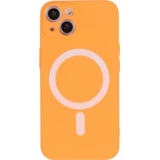 iPhone 15 Plus Case Hülle - Soft-Shell silikon cover mit MagSafe und Kameraschutz - Orange