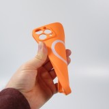 iPhone 15 Plus Case Hülle - Soft-Shell silikon cover mit MagSafe und Kameraschutz - Orange