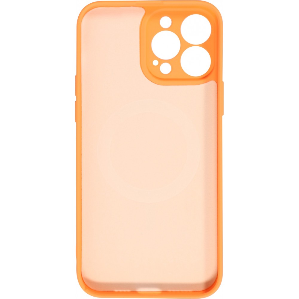 iPhone 15 Plus Case Hülle - Soft-Shell silikon cover mit MagSafe und Kameraschutz - Orange