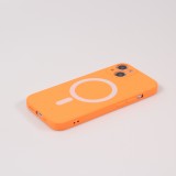 iPhone 15 Plus Case Hülle - Soft-Shell silikon cover mit MagSafe und Kameraschutz - Orange