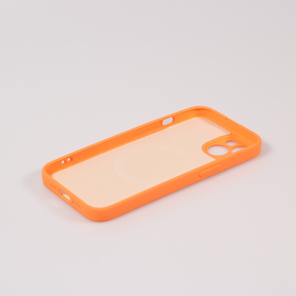 iPhone 15 Plus Case Hülle - Soft-Shell silikon cover mit MagSafe und Kameraschutz - Orange