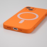 iPhone 15 Plus Case Hülle - Soft-Shell silikon cover mit MagSafe und Kameraschutz - Orange