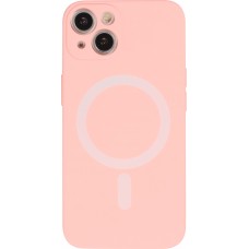 Housse iPhone 15 - Coque en silicone souple avec MagSafe et protection pour caméra - Rose