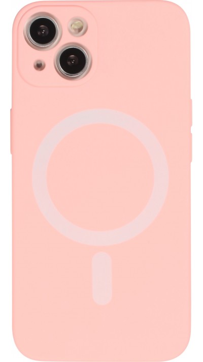 Housse iPhone 15 Plus - Coque en silicone souple avec MagSafe et protection pour caméra - Rose