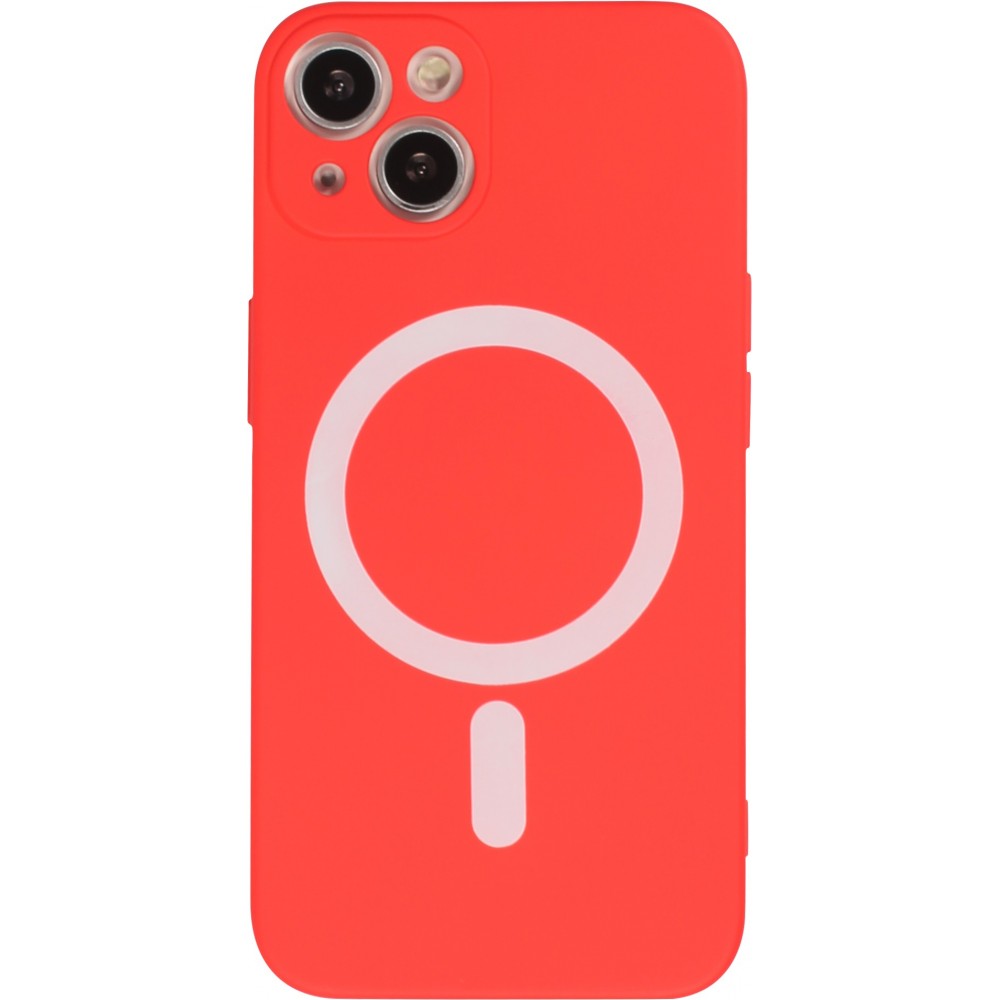 iPhone 15 Plus Case Hülle - Soft-Shell silikon cover mit MagSafe und Kameraschutz - Rot
