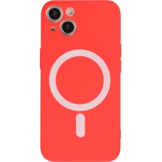 iPhone 15 Plus Case Hülle - Soft-Shell silikon cover mit MagSafe und Kameraschutz - Rot
