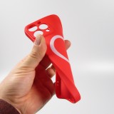 iPhone 15 Plus Case Hülle - Soft-Shell silikon cover mit MagSafe und Kameraschutz - Rot