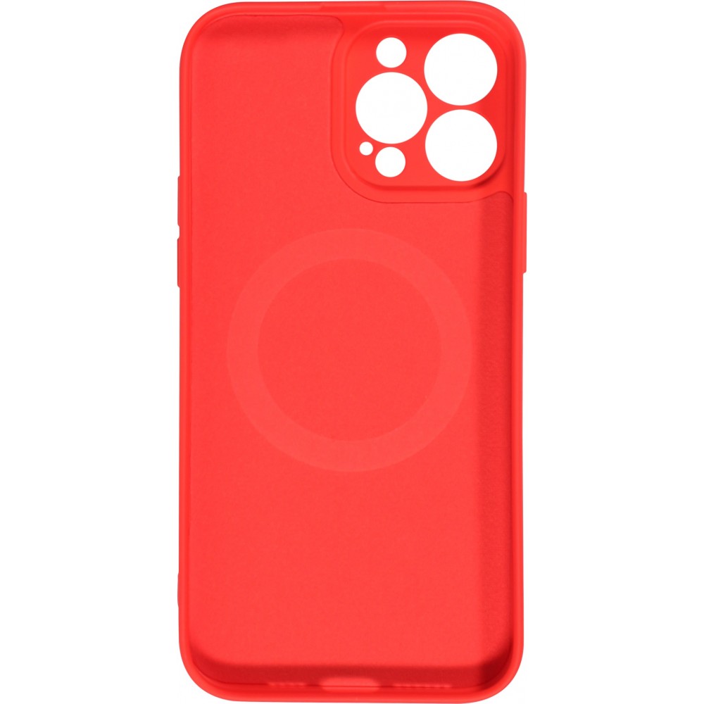 iPhone 15 Plus Case Hülle - Soft-Shell silikon cover mit MagSafe und Kameraschutz - Rot