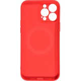 iPhone 15 Plus Case Hülle - Soft-Shell silikon cover mit MagSafe und Kameraschutz - Rot