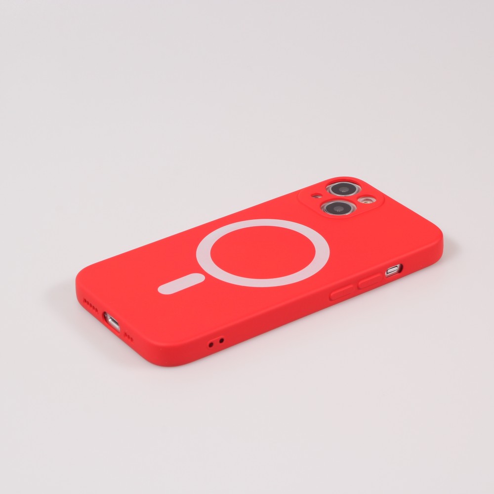 iPhone 15 Plus Case Hülle - Soft-Shell silikon cover mit MagSafe und Kameraschutz - Rot