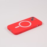 iPhone 15 Plus Case Hülle - Soft-Shell silikon cover mit MagSafe und Kameraschutz - Rot